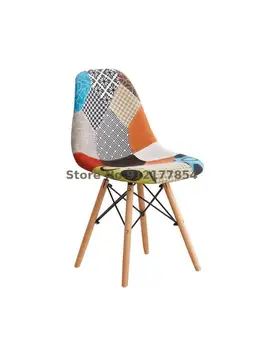 Обеденный стул, Кресло для переговоров на стойке регистрации, Современный минимализм, Сотканная ткань, Массив дерева, Креативный скандинавский стиль