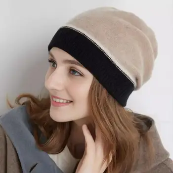 Женская вязаная шапка, стильная женская зимняя шапка, мягкая вязаная шапочка для холодной погоды, противоскользящая, теплая уличная шапка для дам, женская шапка