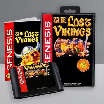 16-битная игровая карта The Lost Vikings с коробкой инструкций для картриджа для игровой консоли Sega Megadrive